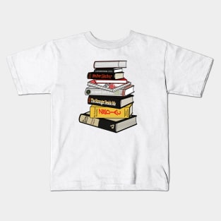 True Crime Book Pile Art Kids T-Shirt